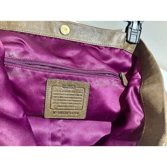 Vintage Y2K COACH Kristin XL Brown Leather Gold Link Chain Tote Hobo Bag - Picture 14 of 14